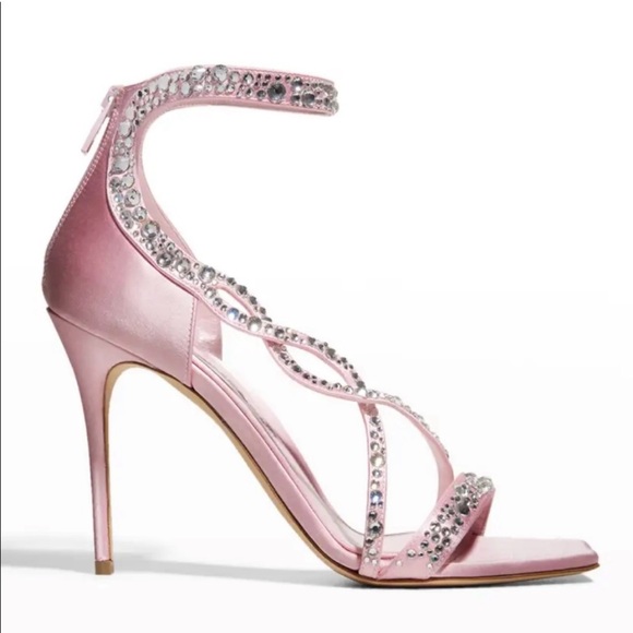 Alexander McQueen Crystal-Embellished Satin High-Heel Sandals - Picture 2 of 11